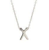 Charm Initial Letter X  925 Sterling Silver Necklace with Chain